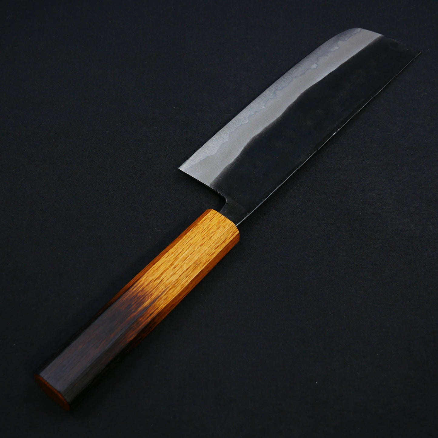 White#2 Carbon Steel Kurouchi Nakiri Oak Octagonal Handle