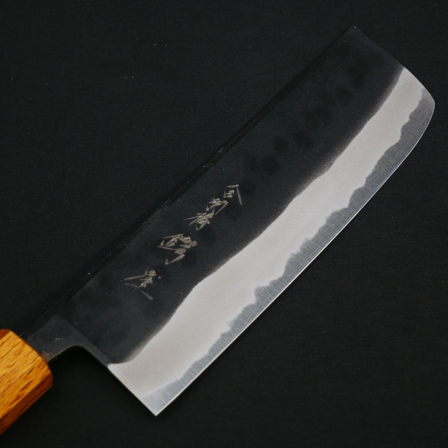 White#2 Carbon Steel Kurouchi Nakiri Oak Octagonal Handle