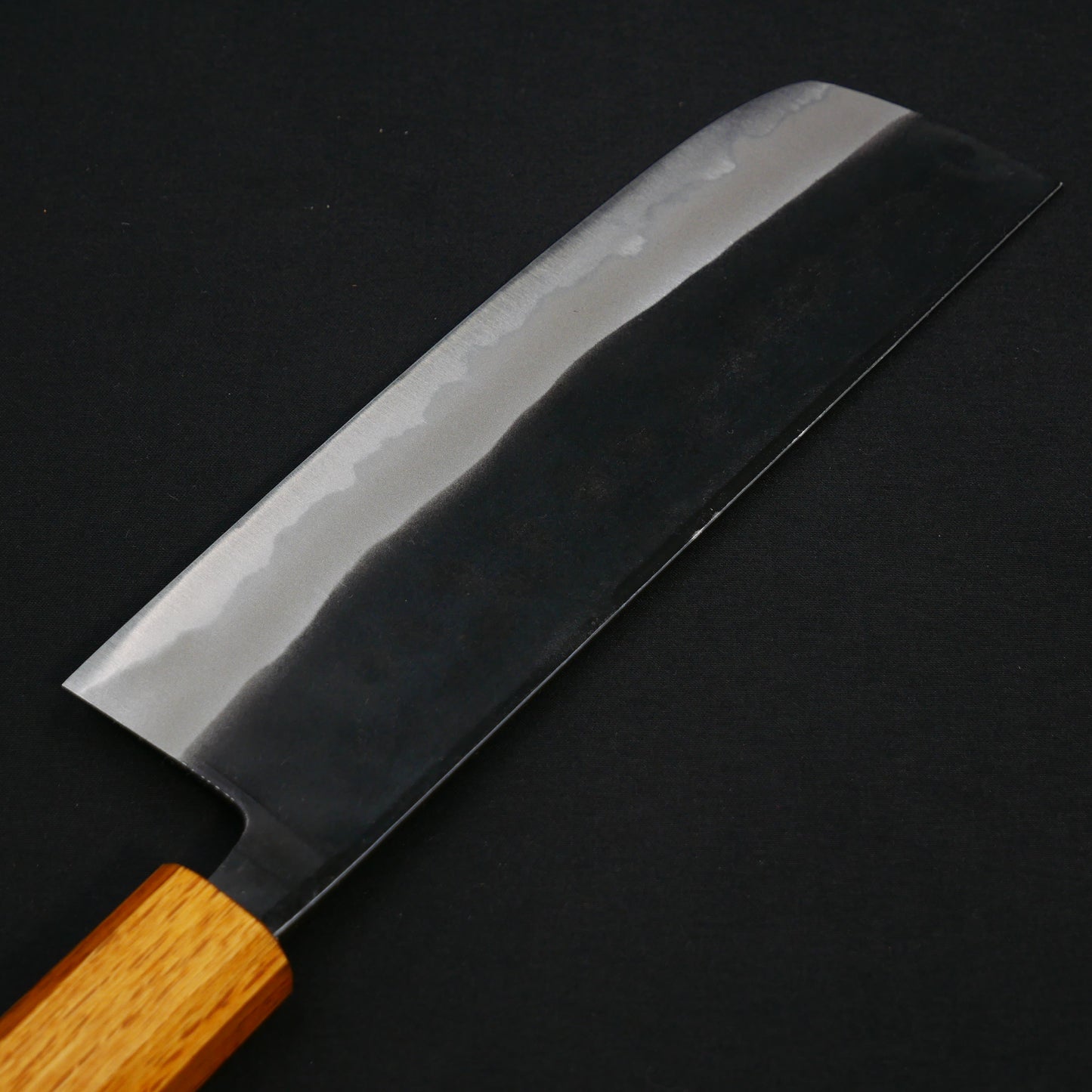 White#2 Carbon Steel Kurouchi Nakiri Oak Octagonal Handle