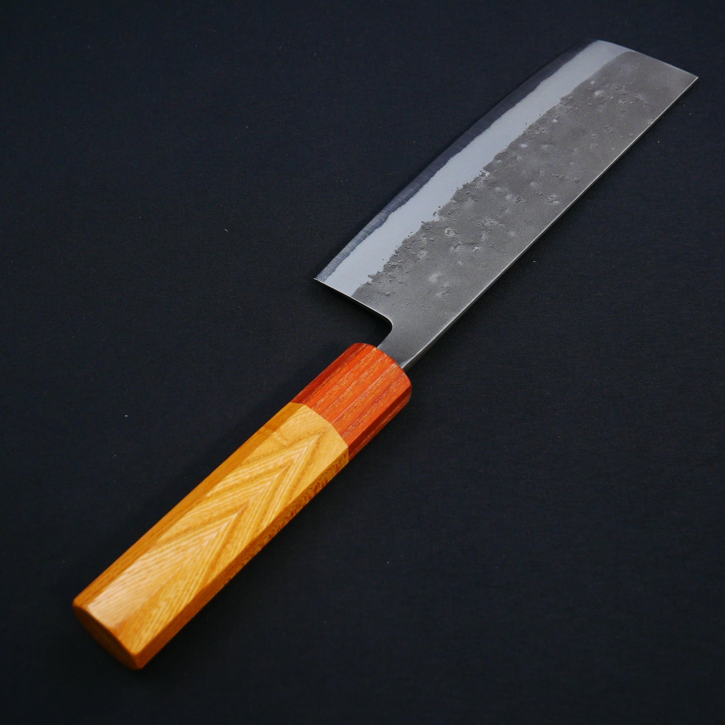 Blue#2 Carbon Steel Nashiji Nakiri Zelkova Octagonal Handle