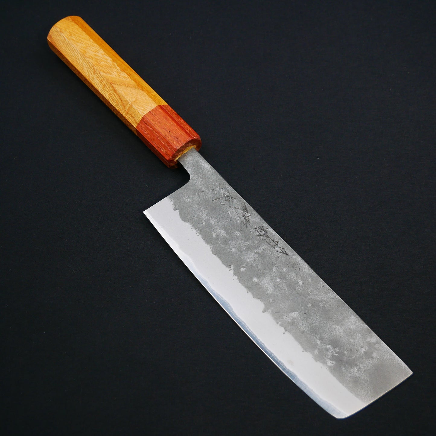 Blue#2 Carbon Steel Nashiji Nakiri Zelkova Octagonal Handle