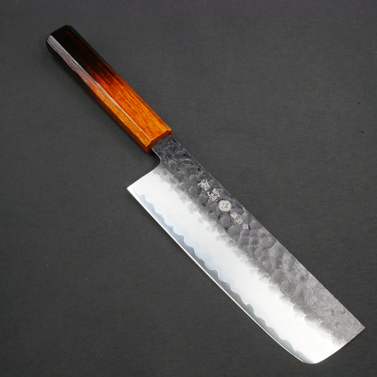 モリブデンバナジウム鋼 黒打 鎚目 菜切 樫漆八角柄