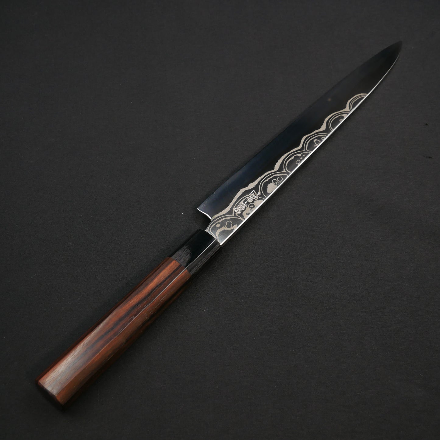 Yoshida Hamono ZDP189 Damascus Yanagiba Ebony Octagonal Handle