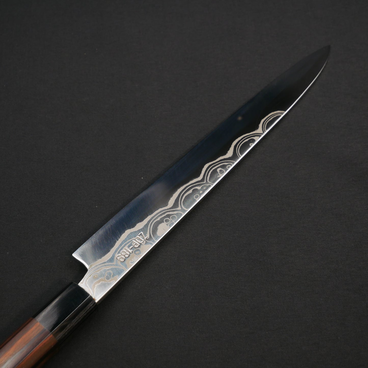 Yoshida Hamono ZDP189 Damascus Yanagiba Ebony Octagonal Handle