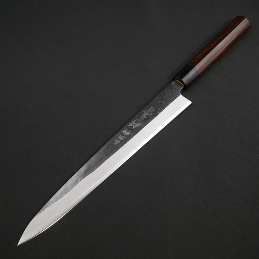 左刃 本種子島 青二鋼 黒打 柳刃 紫檀柄