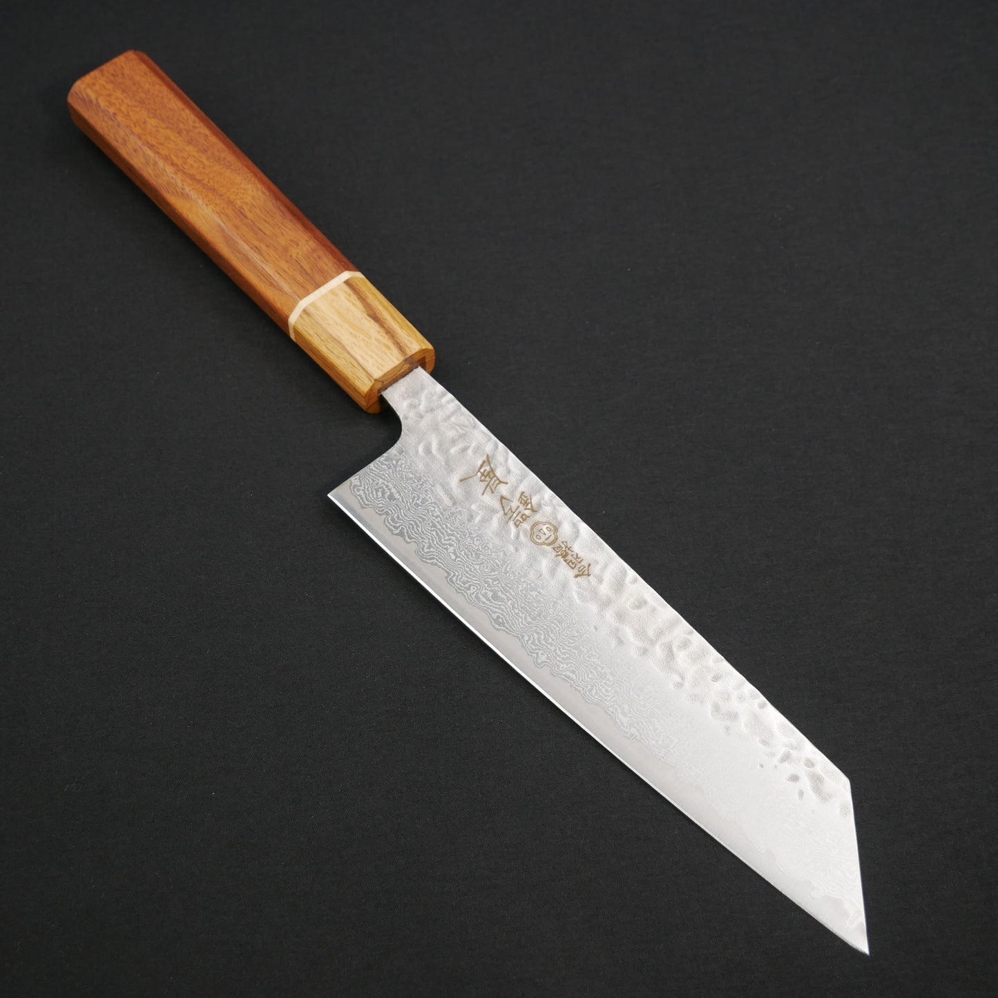 AUS10 Tsuchime Damascus Kiritsuke Santoku Walnut Octagonal Handle