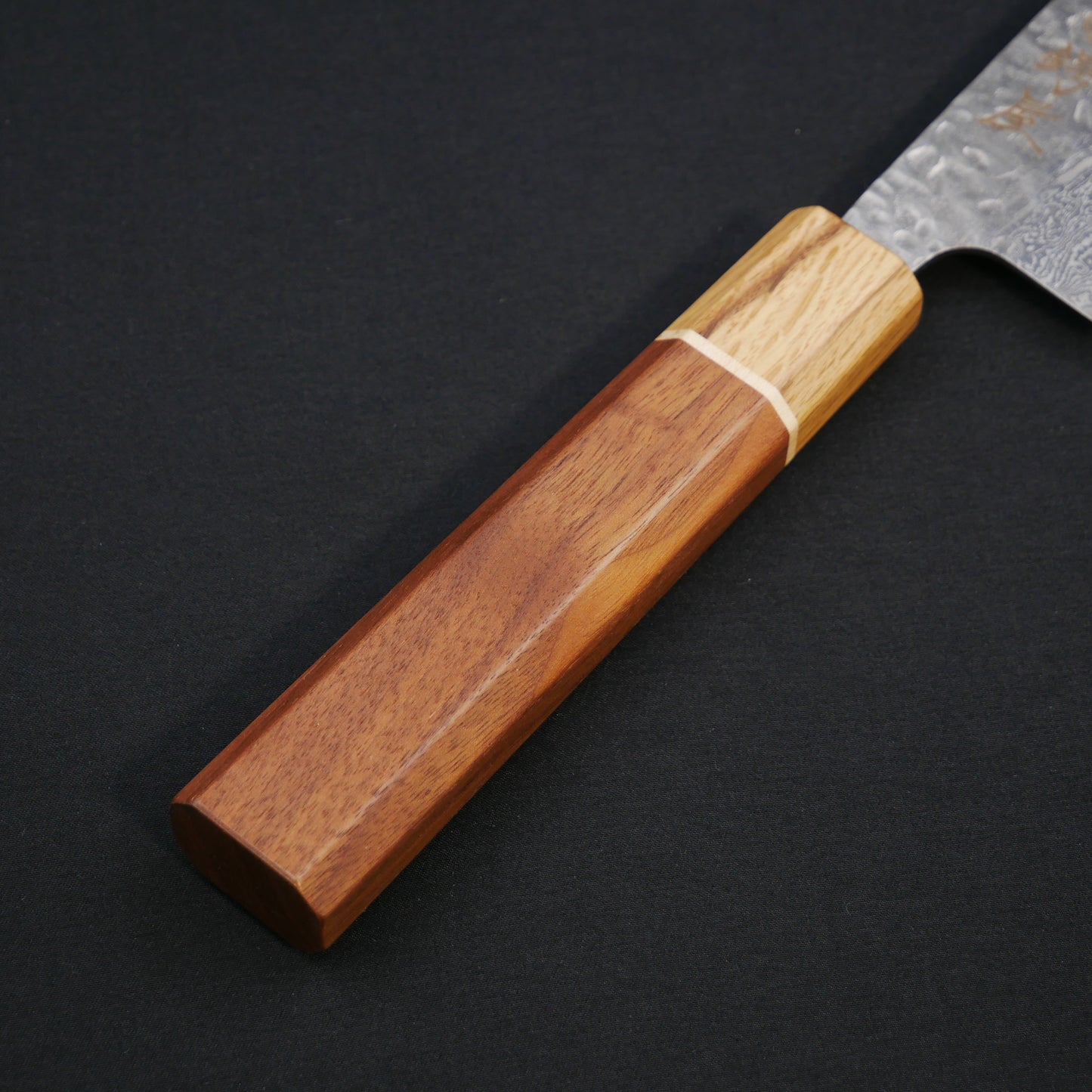 AUS10 Tsuchime Damascus Kiritsuke Santoku Walnut Octagonal Handle