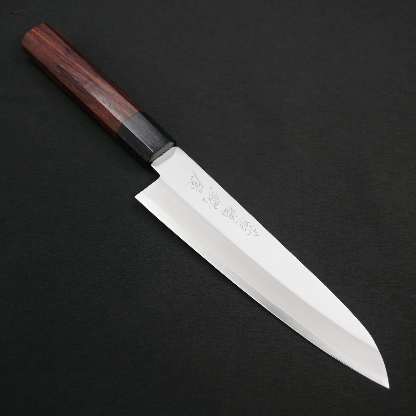 BlueSuper Carbon Steel StainlessClad Gyuto Rosewood Octagonal Handle